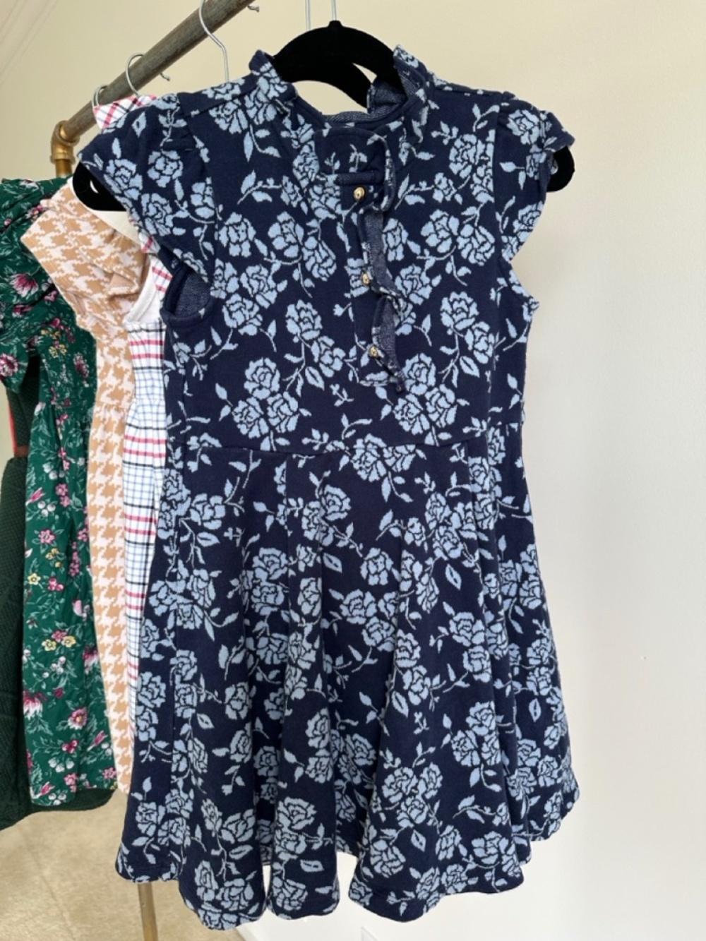 Girls Janie and Jack knit blue floral dress size 7